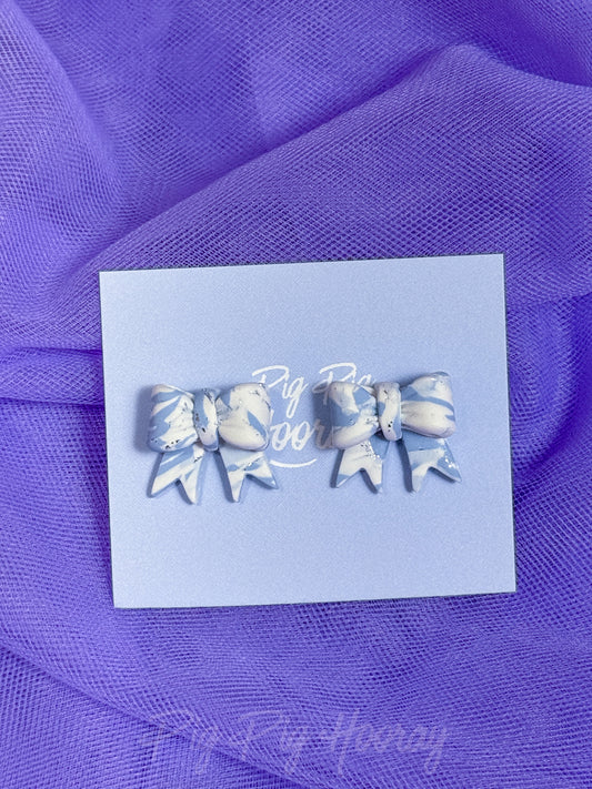 Blue Swirls Ribbon Stud