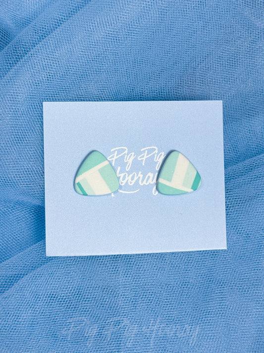 Mint Checkered Studs