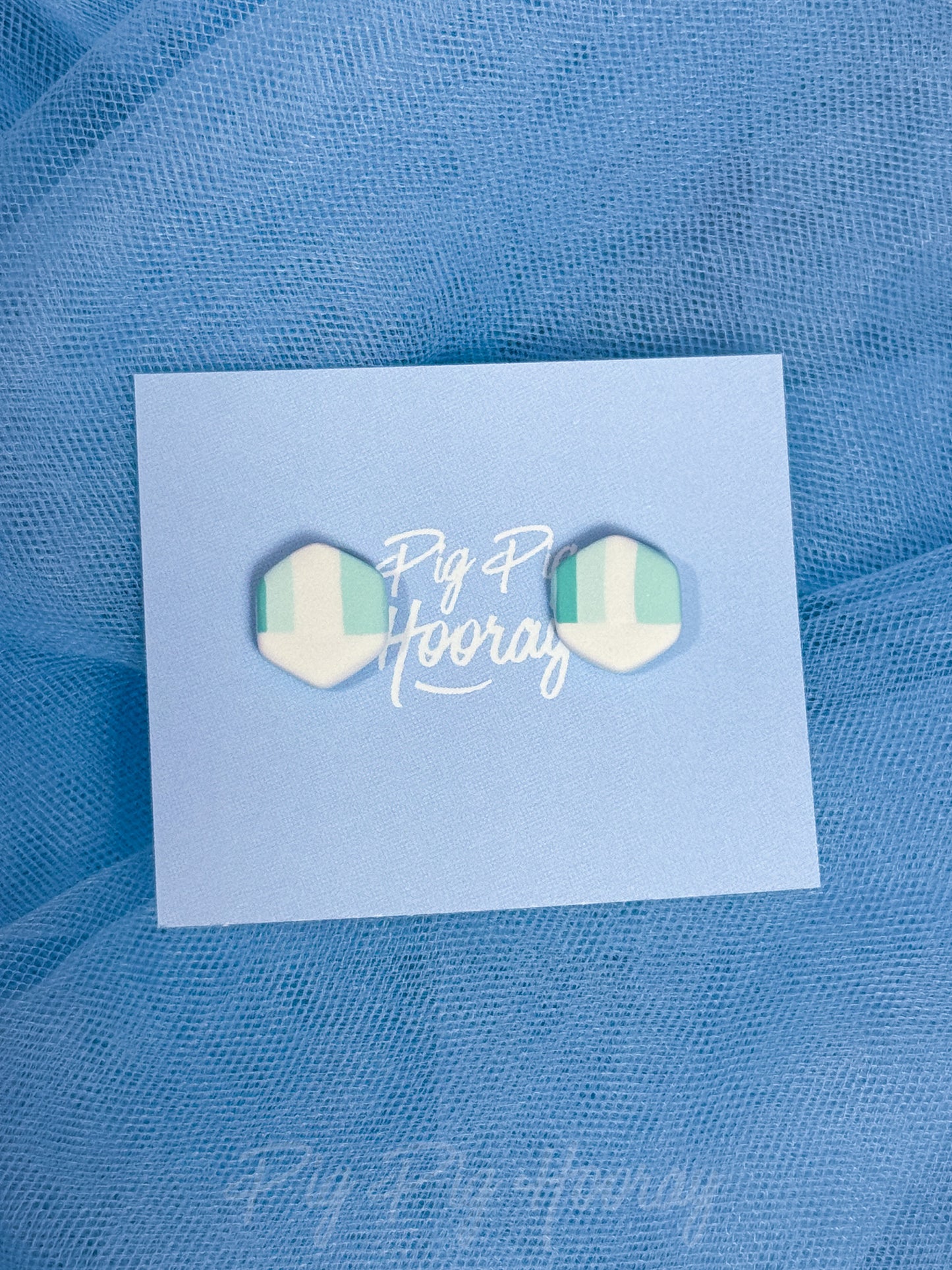 Mint Checkered Studs
