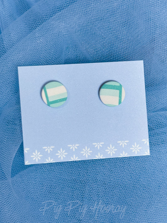 Mint Checkered Studs