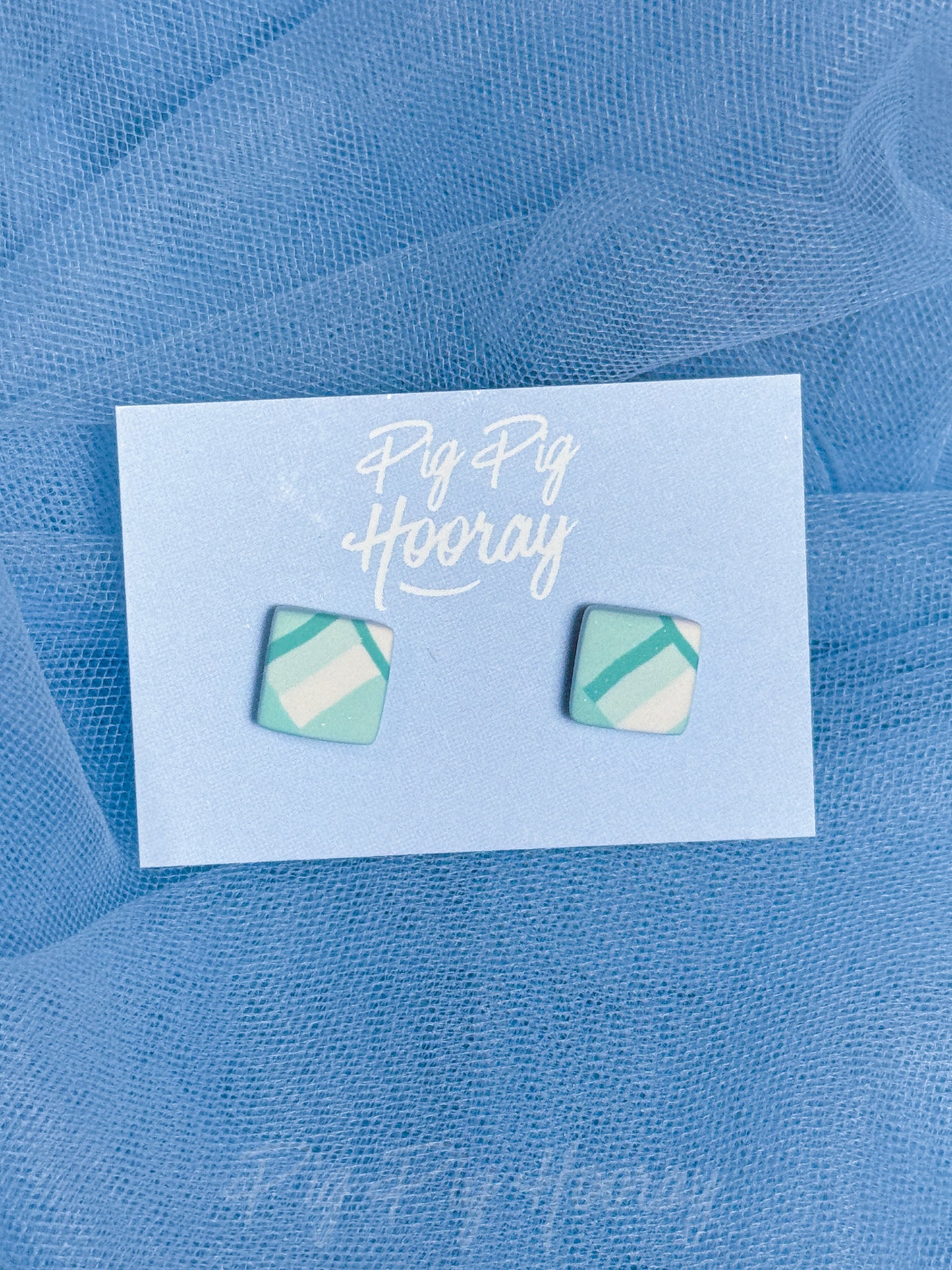 Mint Checkered Studs