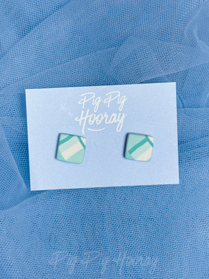 Mint Checkered Studs