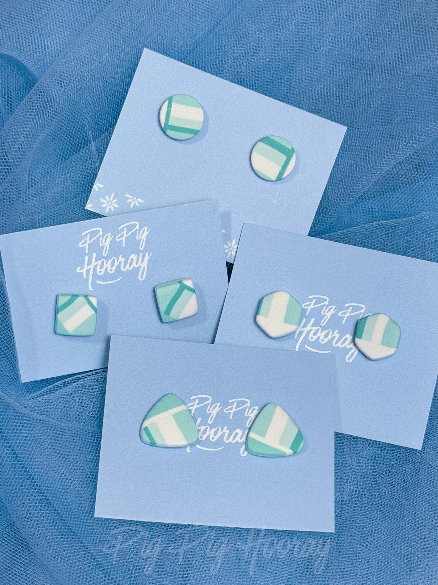 Mint Checkered Studs